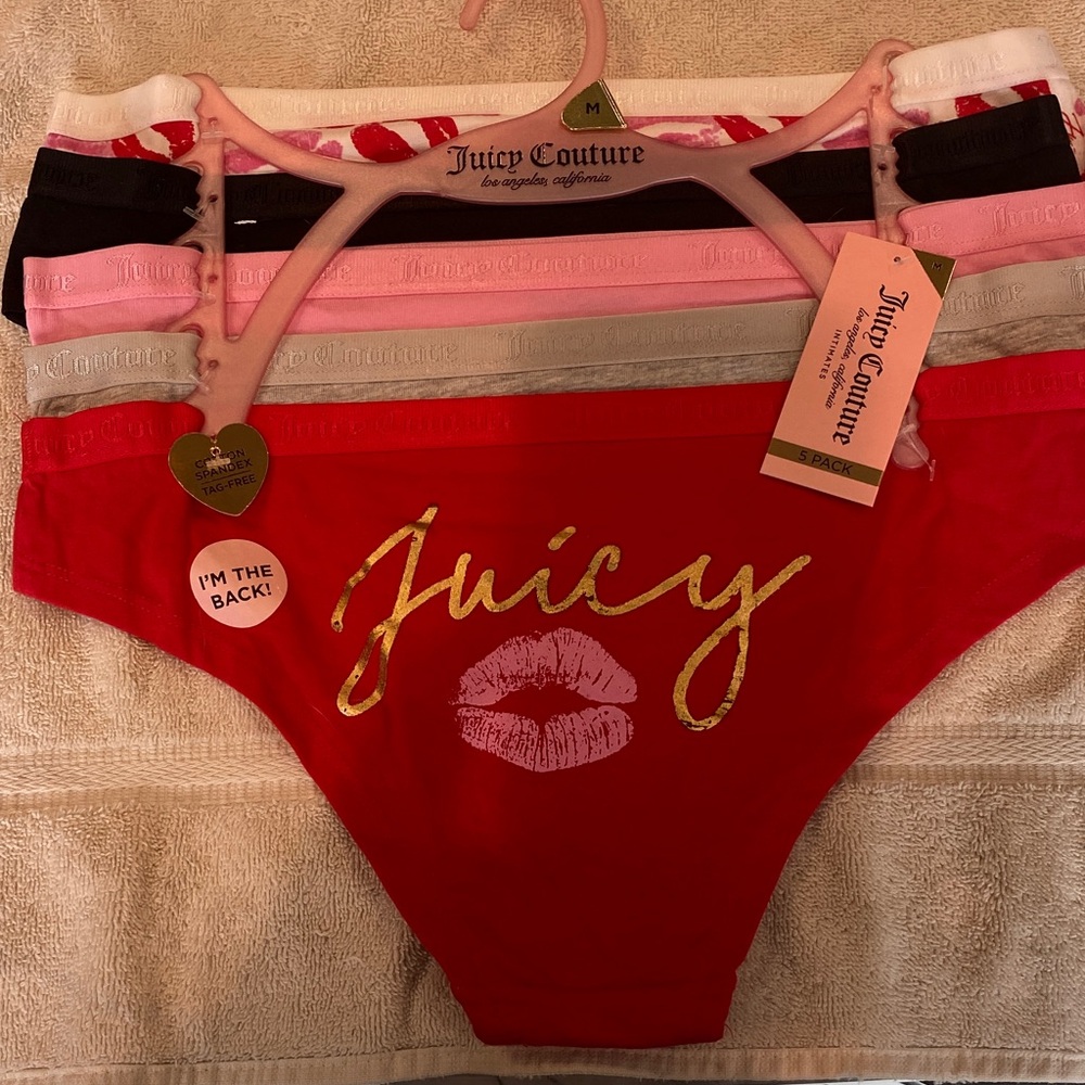 Juicy Couture Red, Pink, Black, White, and Cream Panty Set